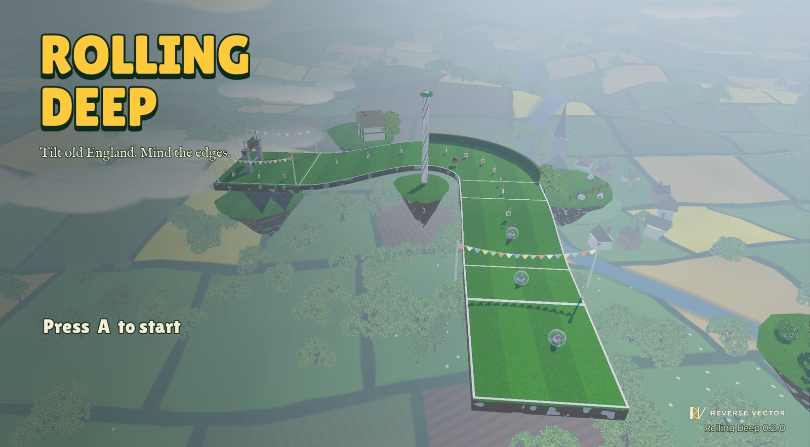 Rolling Deep's title screen over a level of maypoles and bunting.